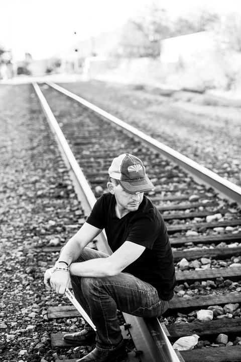 arizona-drummer-on-train-tracks-black-and-white-photo