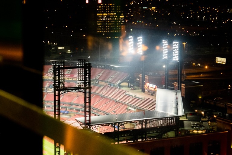 view of cardinals field at night in st louis missouri
