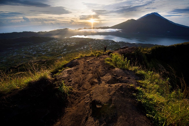 Bali Indonesia Sunrise View from Mt. Batur active volcano