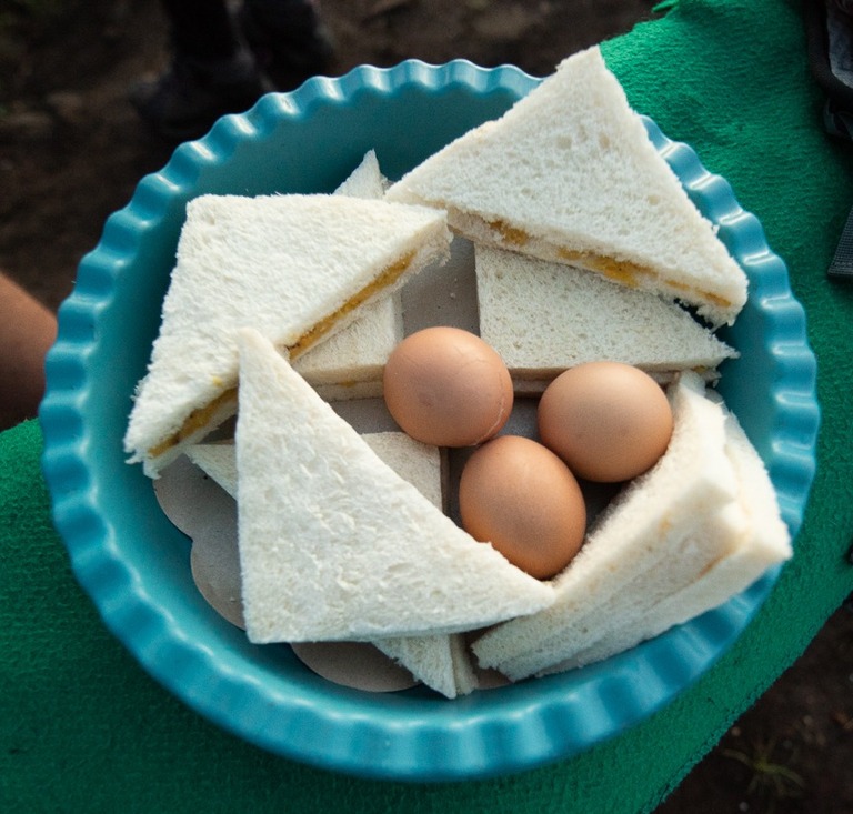 toast and eggs cooked on the steam at the top of Mt. Batur active volcano in Bali Indonesia 