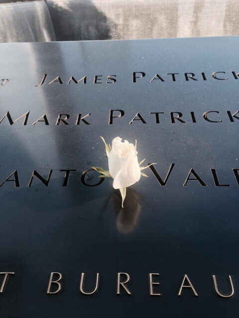 rose on 9/11 memorial new york city